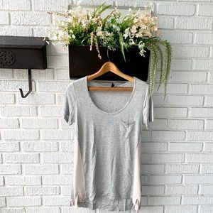 Cynthia Rowley Grey Classic T W/ Sheer Pink Siding